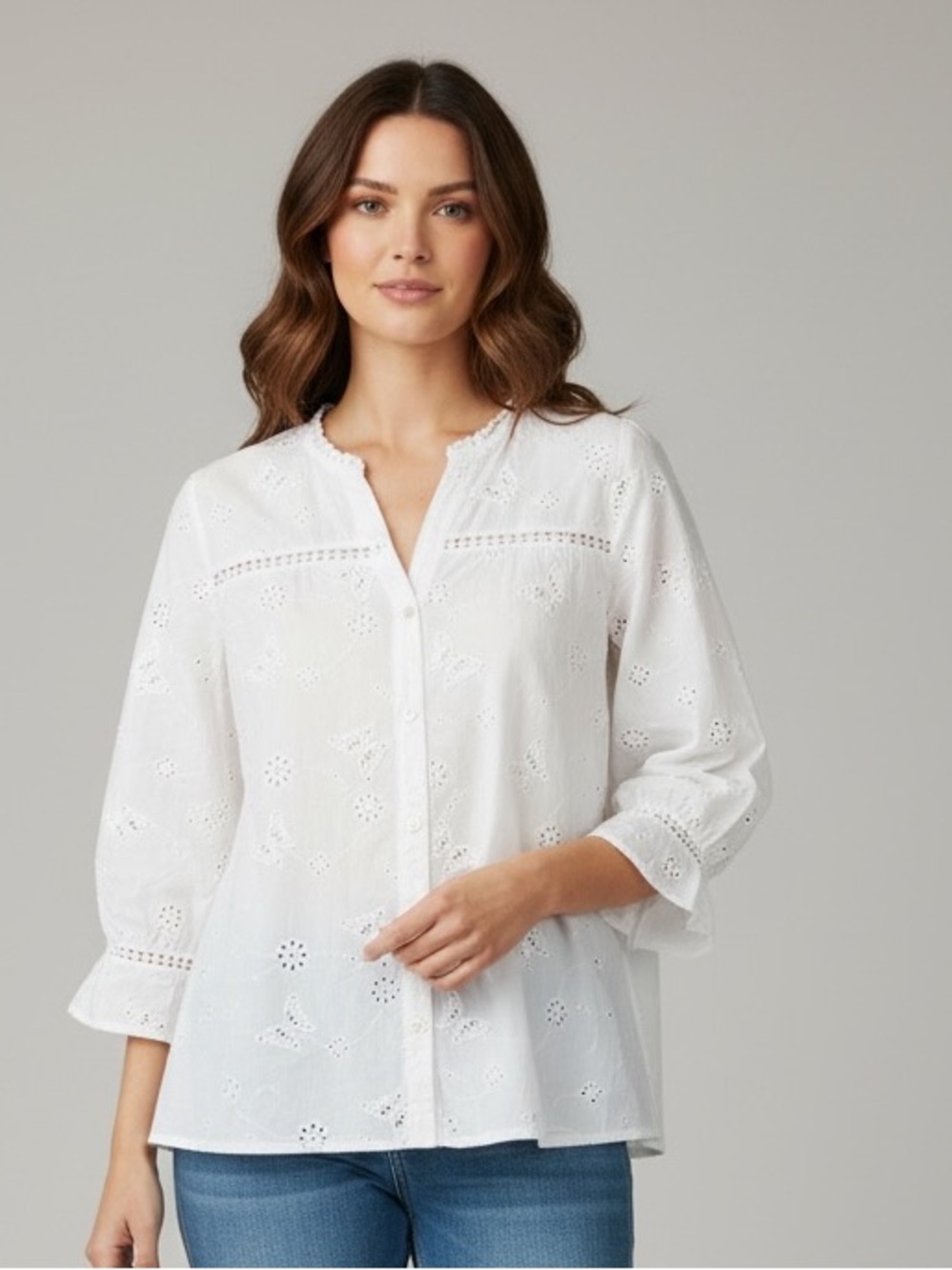 Alfred Dunner ladies, 100% cotton large crochet blouse NWOT